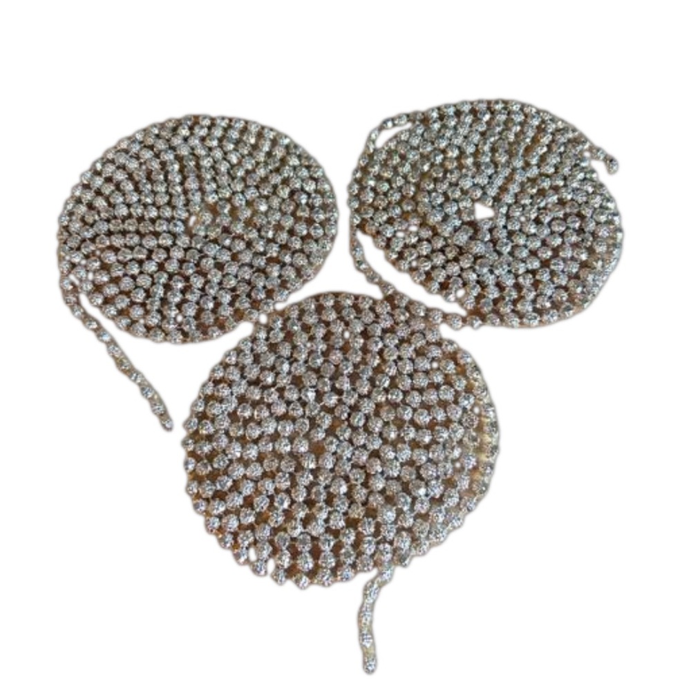 Vintage Christmas Holiday Silver Tone Round Plastic Beaded Garland 3 Sets